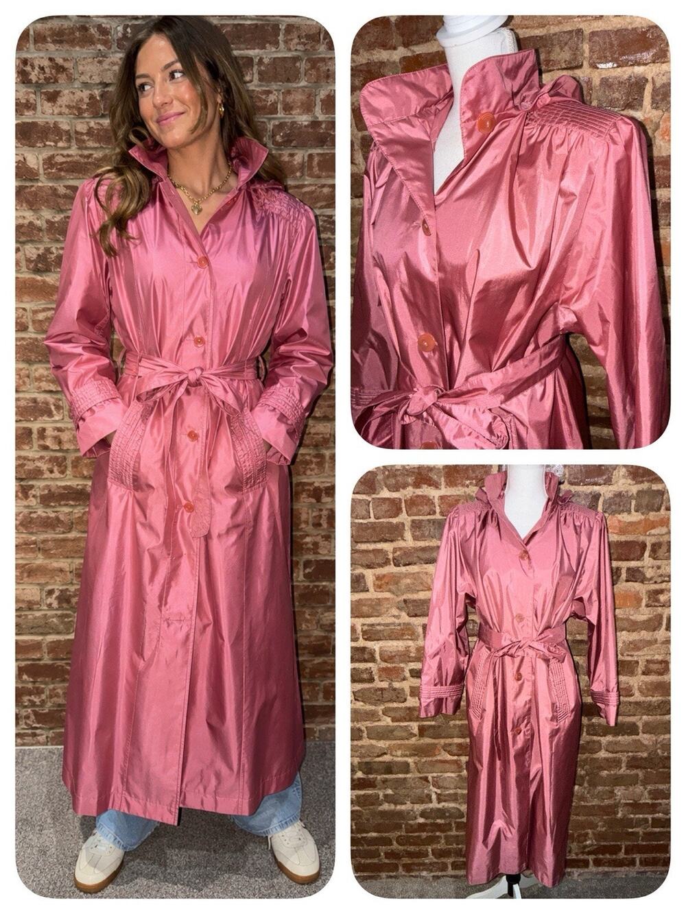 TOTALLY 80’s Vintage Fleet Street Mauve Hooded Rain Coat Pristine Cond L - 10/12